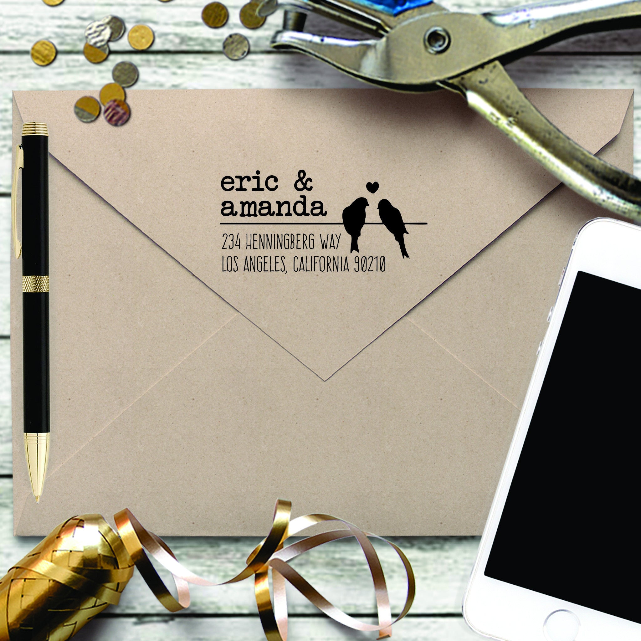 Return Address Stamp - "Birds On a Wire"