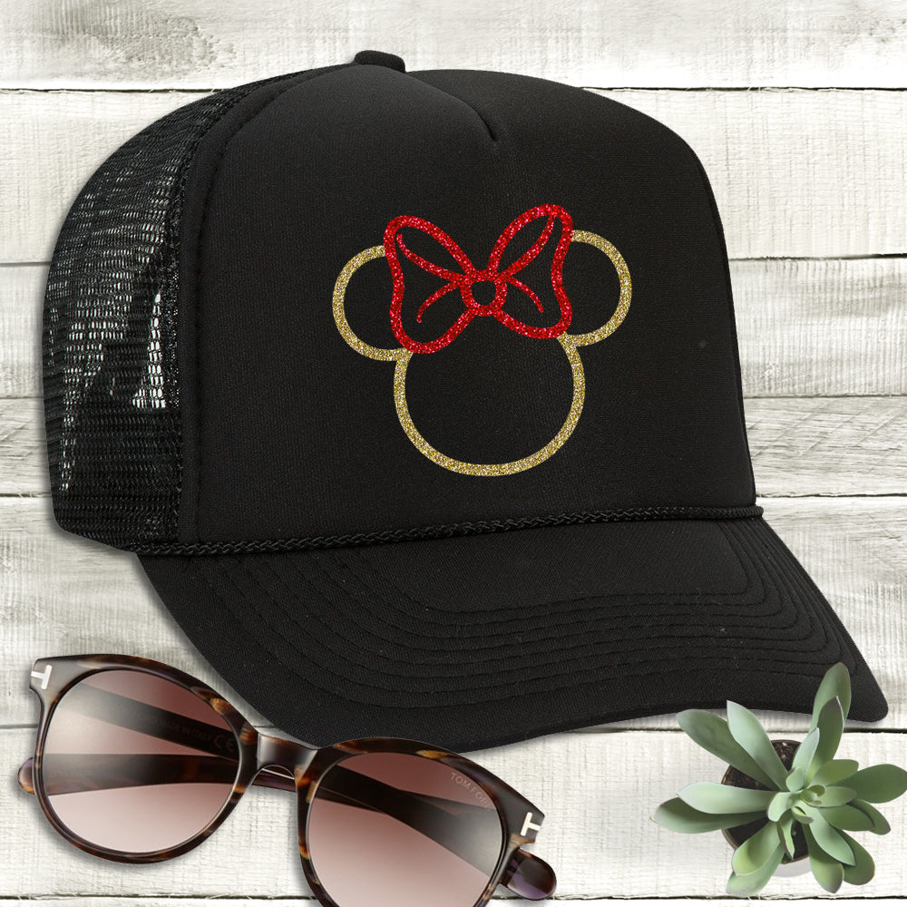 Trucker Hat - Minnie Outline Glitter