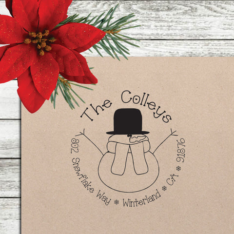 Holiday Return Address Stamp - "Snowman"