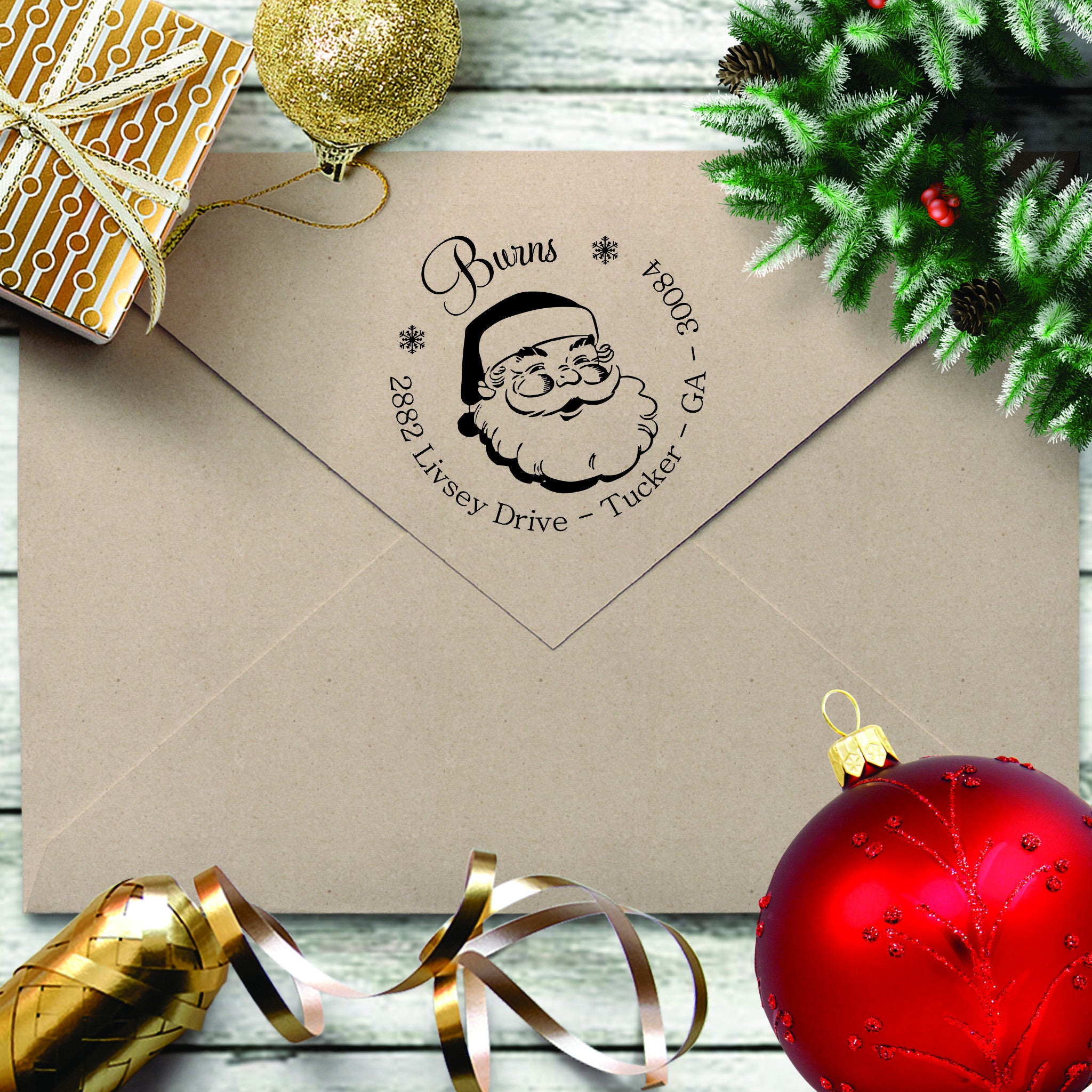 Holiday Return Address Stamp - "Santa"